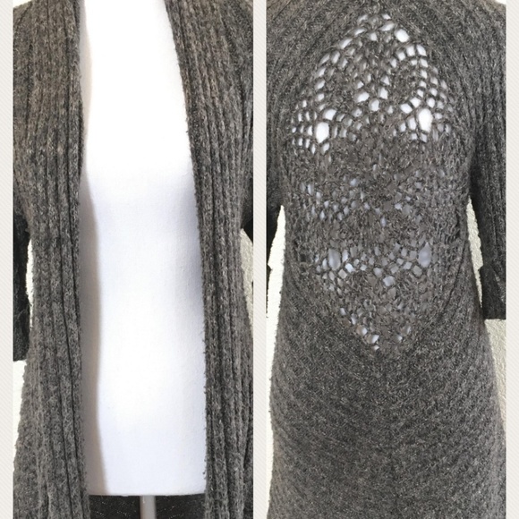 BCBGMaxAzria Sweaters - BCBGMaxAzria Cardigan w cut-out Crochet Back, M